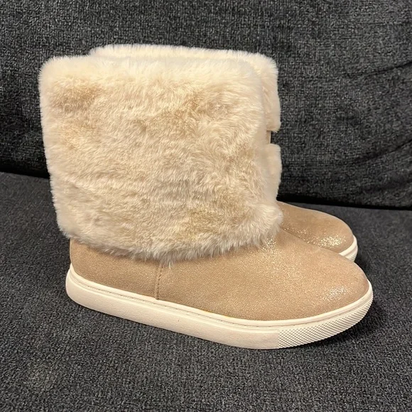 NWT Rose Gold Cuffed Faux Boots
